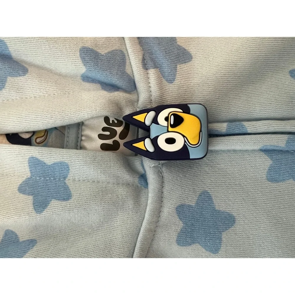 Bluey Boys Zip‎ Up Hoodie Nantucket Breeze Blue Star Print Character Size 7